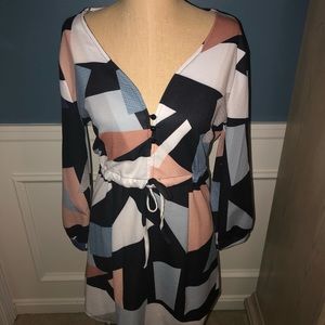 Geometric print mini dress